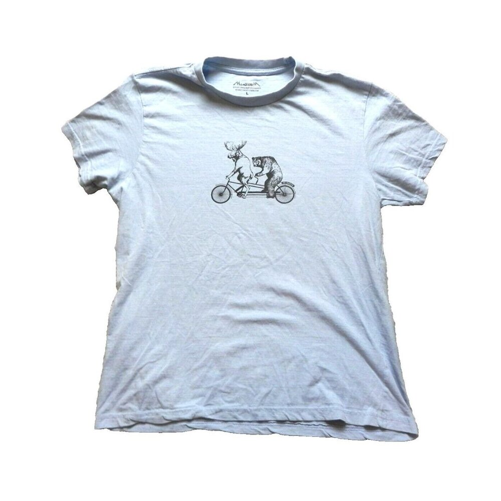 Momentum Outfitters Shirt Adult Large Moose Bear Tandem On Bike Riding‎ Mens